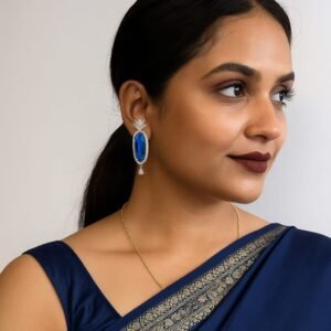 Premium American Royal Blue Diamond Earring