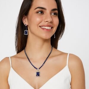 American Diamond Blue Crystal Necklace