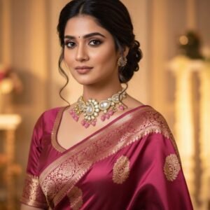 Pastel Lavender Beaded Kundan Stud Earrings with Pearl Drops