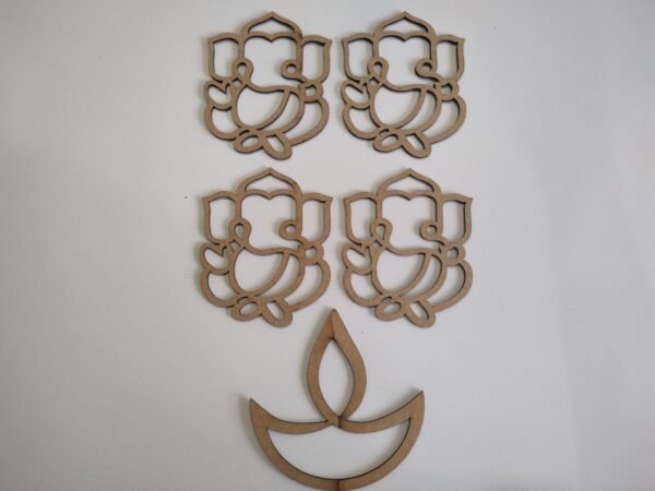 MDF Ganesha Cutouts with Diya - Image 2