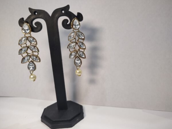 Elegant Crystal Leaf Drop Earrings - Image 3