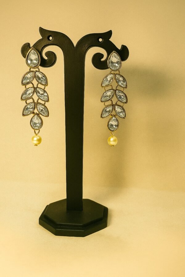 Elegant Crystal Leaf Drop Earrings - Image 2