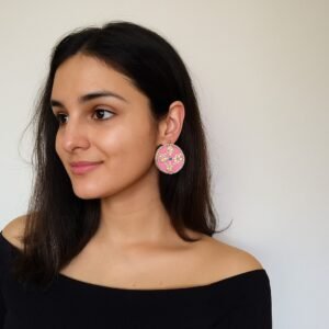 Pink Floral Statement Earrings