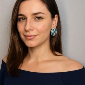 Sky Blue Floral Statement Earrings