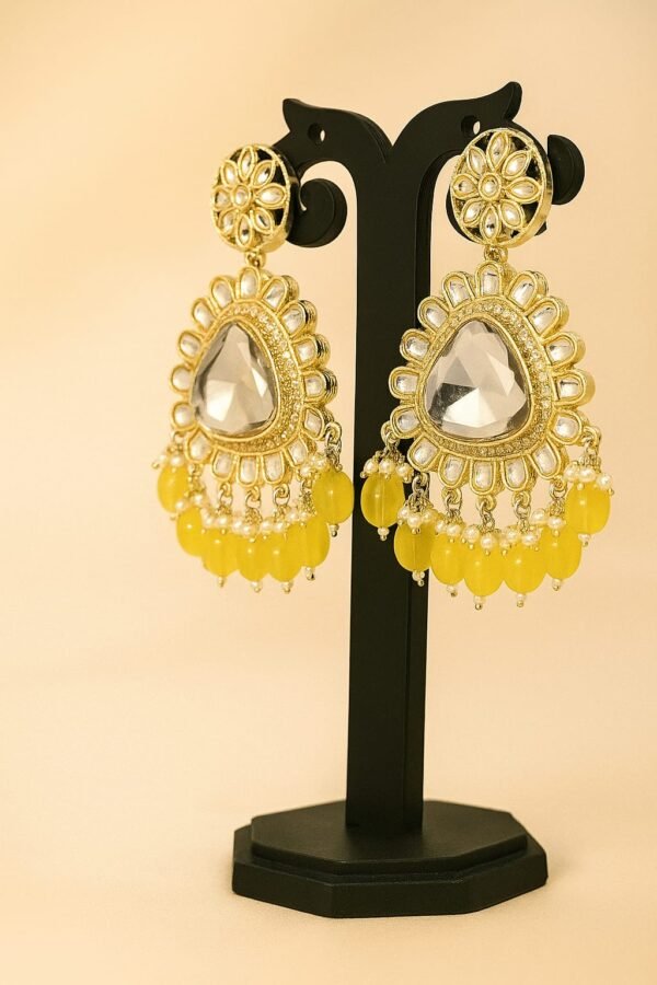 Kundan Mirror Chandbali Earrings