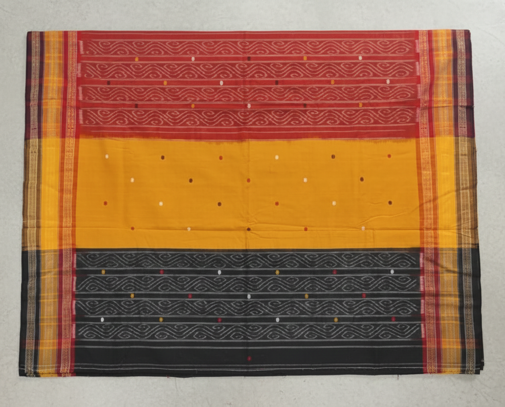 IKAT Handloom Cotton Sambal-Puri Saree | Authentic Ikat Weaving Work - Image 2