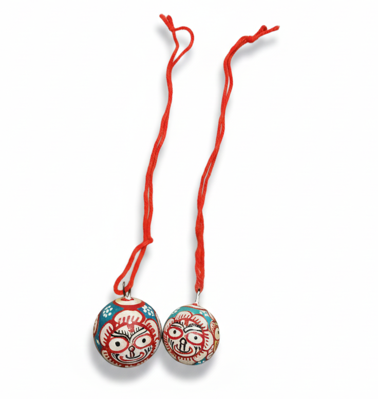 Hand-Painted Pattachitra Painting on Betel Nut | Jagannath Balabhadra | Devi Subhadra Art on Betel nut for Hanging Decoration | Traditional Decorative Charm - Image 3