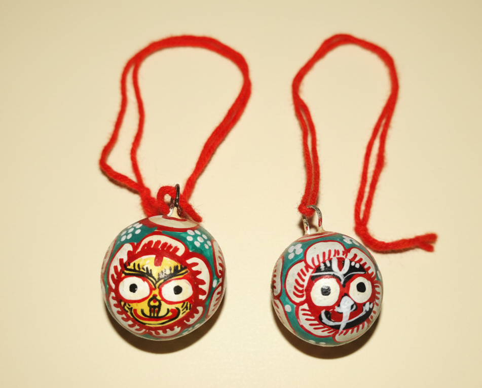 Hand-Painted Pattachitra Painting on Betel Nut | Jagannath Balabhadra | Devi Subhadra Art on Betel nut for Hanging Decoration | Traditional Decorative Charm - Image 2