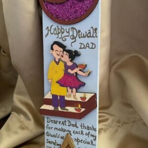 Personalized Diwali Gift for Dad – Handcrafted Wooden Decor with Father–Daughter Artwork