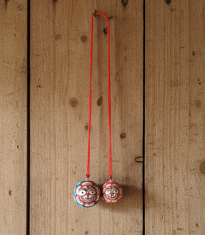Hand-Painted Pattachitra Painting on Betel Nut | Jagannath Balabhadra | Devi Subhadra Art on Betel nut for Hanging Decoration | Traditional Decorative Charm